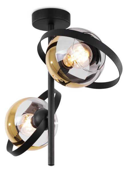 Stropné svietidlo Asturia Ring, 2x zlaté/transparentné sklenené tienidlo, B