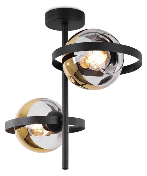 Stropné svietidlo Asturia Ring, 2x zlaté/transparentné sklenené tienidlo, B