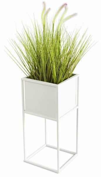 KOVOVÝ KVETINÁČ SO STOJANOM PLAIN 50X24 CM BIELA
