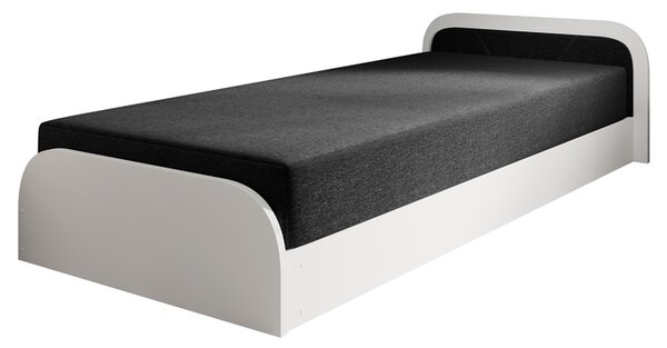 Posteľ s matracom ORAYA ľavá, biela/čierna, 80x190 cm