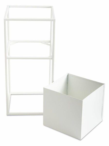 KOVOVÝ KVETINÁČ SO STOJANOM PLAIN 50X24 CM BIELA