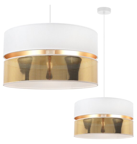 Závesné svietidlo Asti2, 1x PVC/biele textilné tienidlo, (fi 40cm), g, w