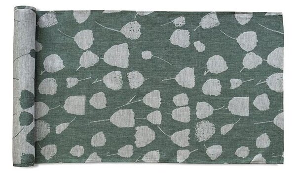 Bavlnený behúň Bouquet Linen Green 150 x 45 cm