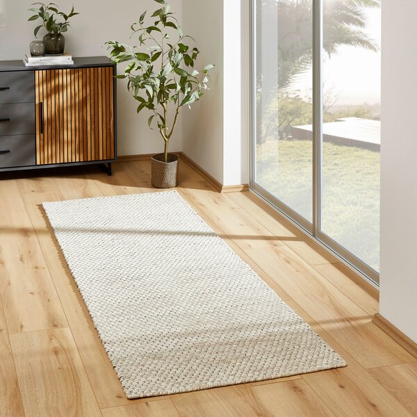RUČNE TKANÝ KOBEREC, 60/120 cm, biela Boxxx - Koberce