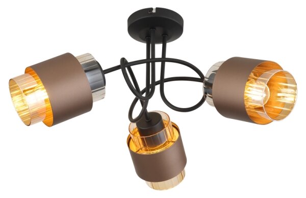 Globo 15560-3DC - Prisadený luster MILLEY 3xE27/40W/230V čierna/bronzová