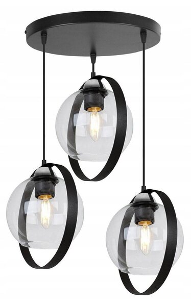 Závesné svietidlo Haga Ring, 3x transparentné sklenené tienidlo (výber z 3 farieb uchytenia), o