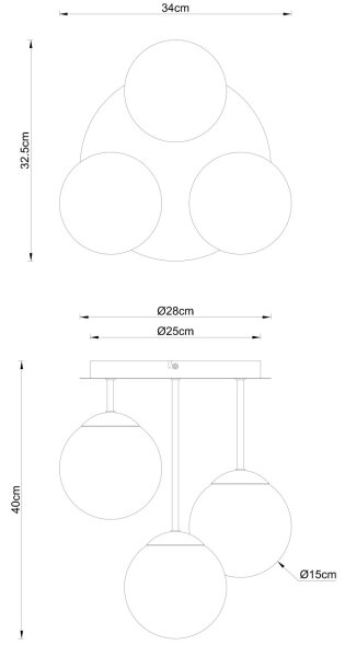 Globo 47441-3CH - Prisadený luster HARMON 3xE14/25W/230V mosadz