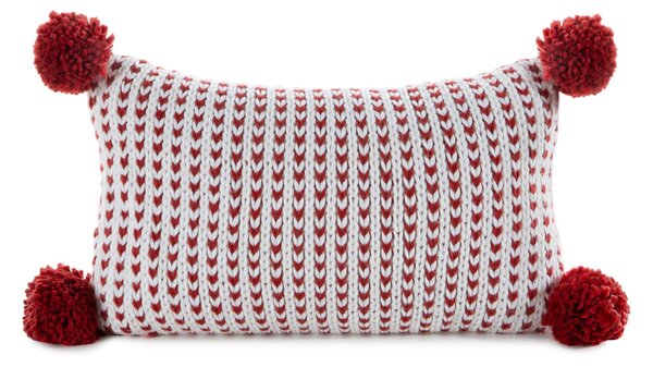 VIANOČNÁ DEKORAČNÁ OBLIEČKA NA VANKÚŠ POMPOM 30X50 CM VZOROVANÁ