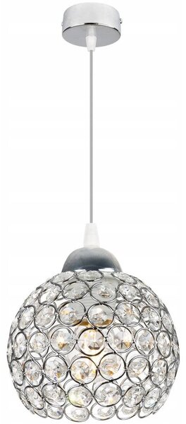 Závesné svietidlo Crystal, 1x strieborné krištáľové tienidlo, ch