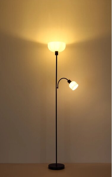 Globo 59947B - Stojacia lampa HINTON 1xE27/40W/230V + 1xE14/25W