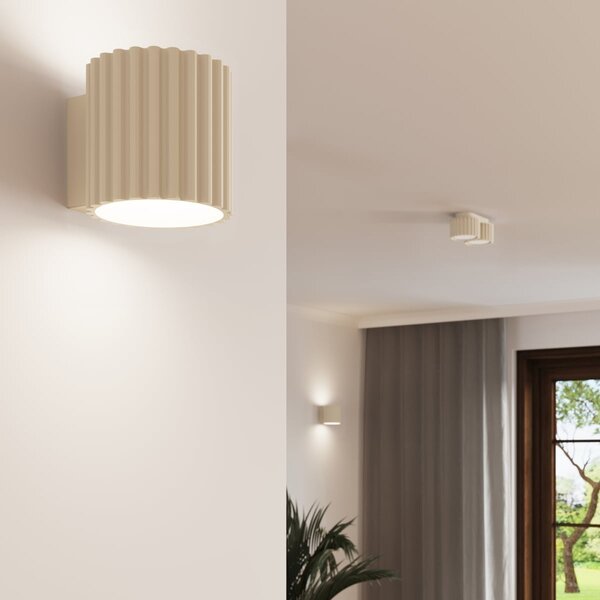 Stropné svietidlo Aura, 2x béžové hliníkové tienidlo, (6 cm)