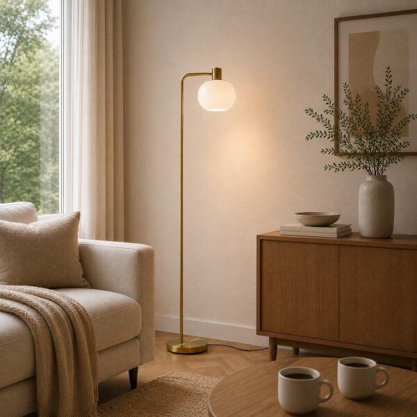 Brilliant - Stojacia lampa FANNY 1xE27/20W/230V mosadz