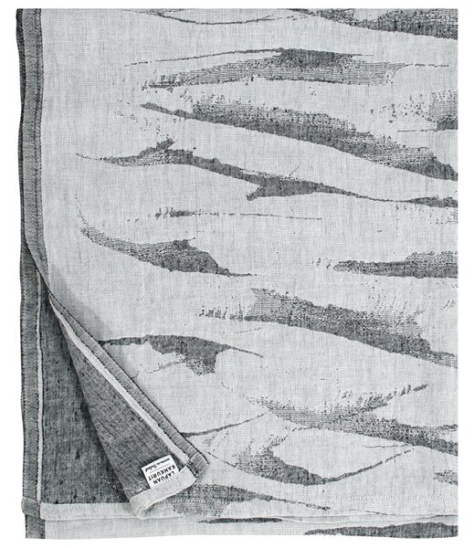 Ľanový uterák Aallokko, čierny, Rozmery 95x180 cm