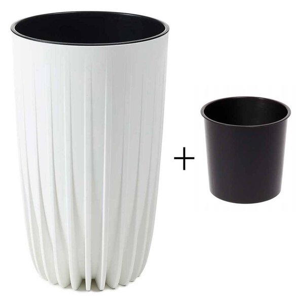 PLASTOVÝ KVETINÁČ STRIPPED ECO 42X25 CM BIELA