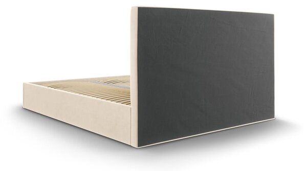 Béžová zamatová dvojlôžková posteľ Mazzini Beds Juniper, 160 x 200 cm