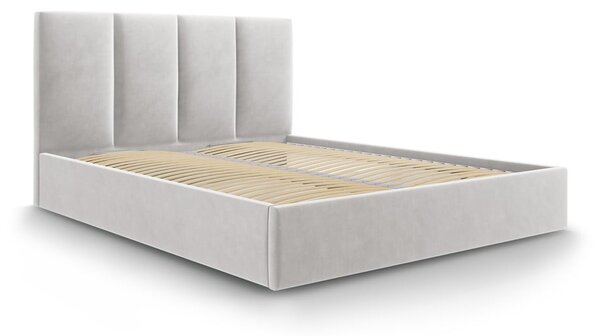 Svetlosivá zamatová dvojlôžková posteľ Mazzini Beds Juniper, 180 x 200 cm