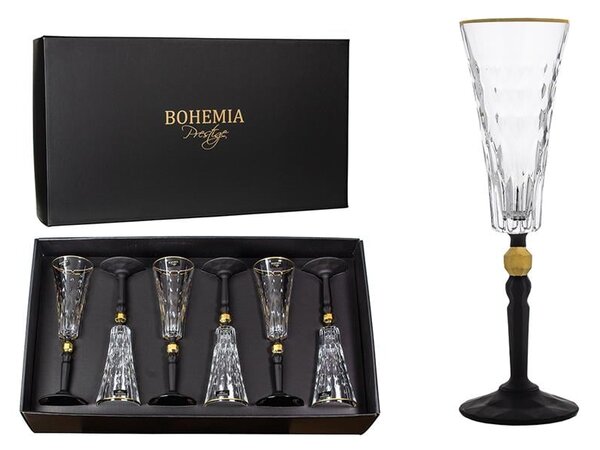 BOHEMIA PRESTIGE CONTE BLACK POHÁR NA ŠAMPANSKÉ 170ML SADA 6 KS