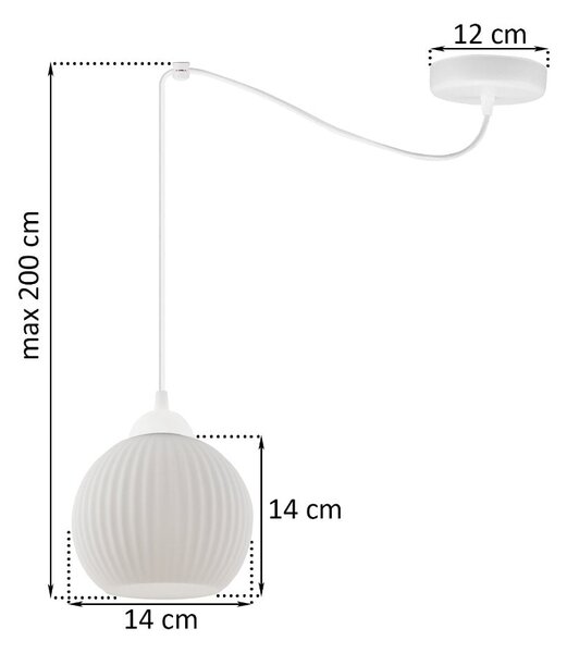 Závesné svietidlo Riffle Round Spider, 1x biele sklenené tienidlo, w