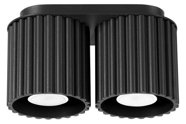 Stropné svietidlo Aura, 2x čierne hliníkové tienidlo, (10 cm)