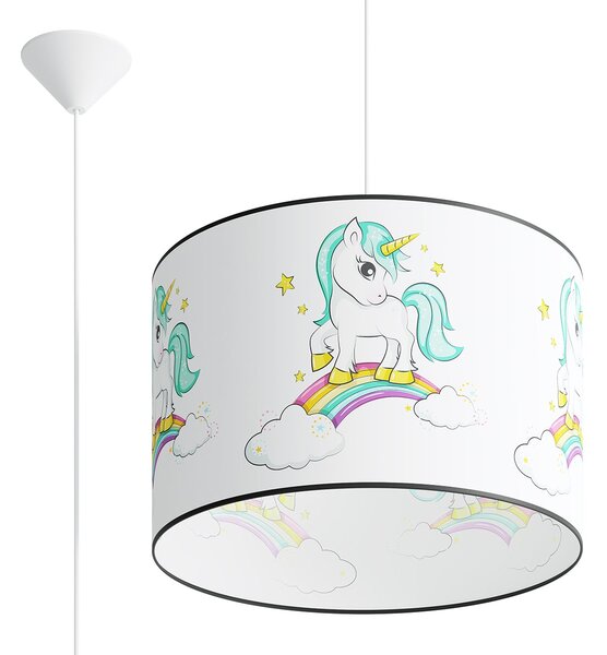 Detské závesné svietidlo Unicorn, 1x plastové tienidlo so vzorom, (fi 40cm)