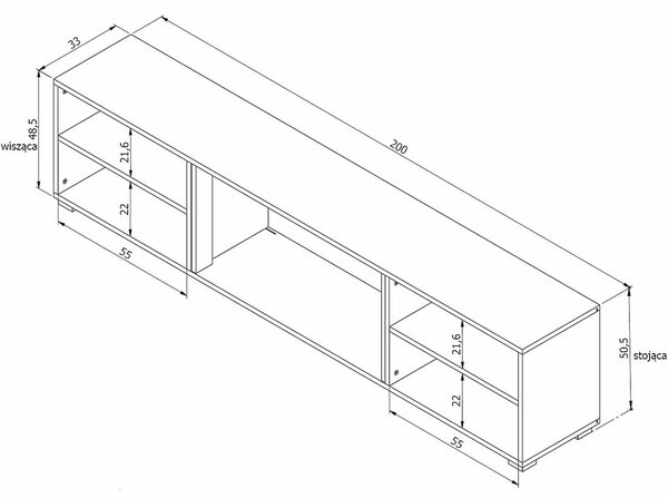 MEBLINE TV stolík LOOP 200 EF biely / krb čierny