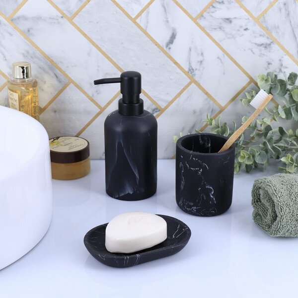 Miska na mydlo Everist Black Marble, čierna