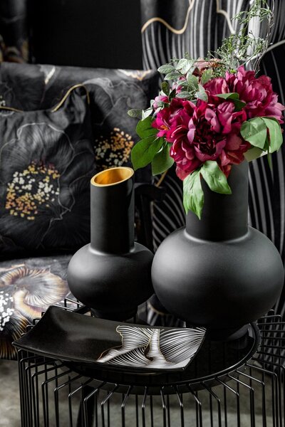 DEKORAČNÝ KERAMICKÝ TANIER LIMITED COLLECTION PEONIA 41X21 CM ČIERNA
