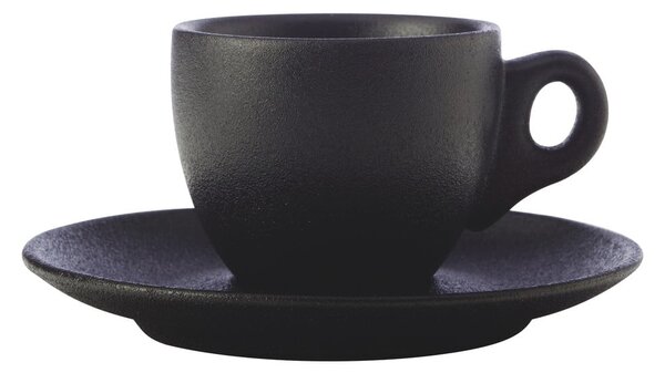 Čierny keramický hrnček s tanierikom Maxwell & Williams Caviar, 80 ml