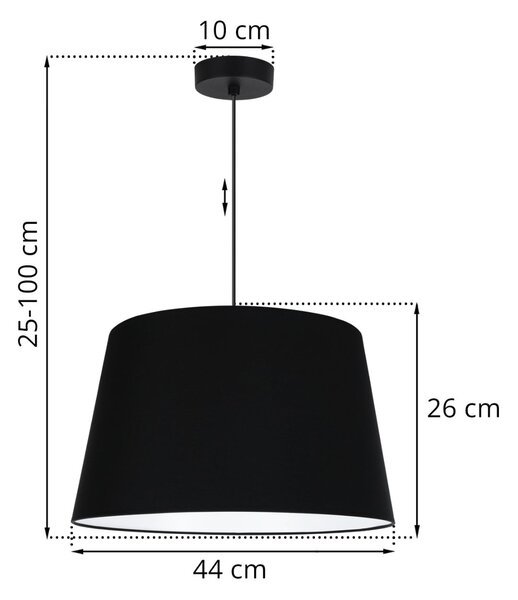Závesné svietidlo Gaja, 1x čierne textilné tienidlo, (fi 44cm), b