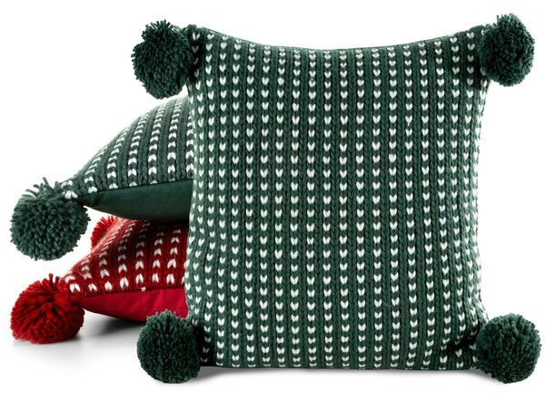 VIANOČNÁ DEKORAČNÁ OBLIEČKA NA VANKÚŠ SWEATER 45X45 CM ZELENÁ