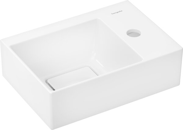 Hansgrohe Xevolos E - Umývadielko 360x250 mm bez prepadu, s otvorom pre batériu vpravo, biela 61086450