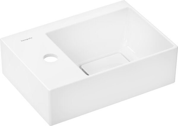 Hansgrohe Xevolos E - Umývadielko 360x250 mm bez prepadu, s otvorom pre batériu vľavo, biela 61087450