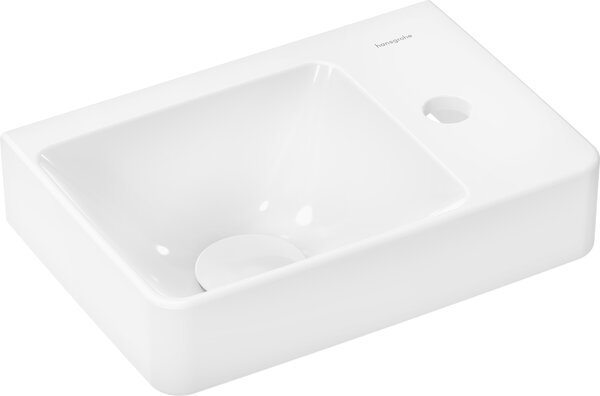 Hansgrohe Xelu Q - Umývadielko 360x250 mm SmartClean s otvorom na batériu vpravo bez prepadu, biela 61084450