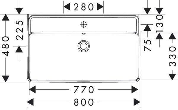 Hansgrohe Xanuia Q - Umývadlo 800x480 mm s otvorom pre batériu a prepadom, biela 60225450