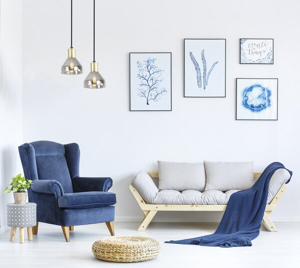 Čierno-zlatý závesný luster Gregory pre žiarovku E14 – LED lustre a svietidlá > Kolekcie svietidiel > Kolekcia svietidiel GREGORY