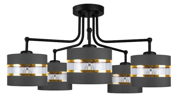 Čierno-zlatý závesný luster Andy pre žiarovku 5x E27 – LED lustre a svietidlá > Kolekcie svietidiel > Kolekcia svietidiel ANDY