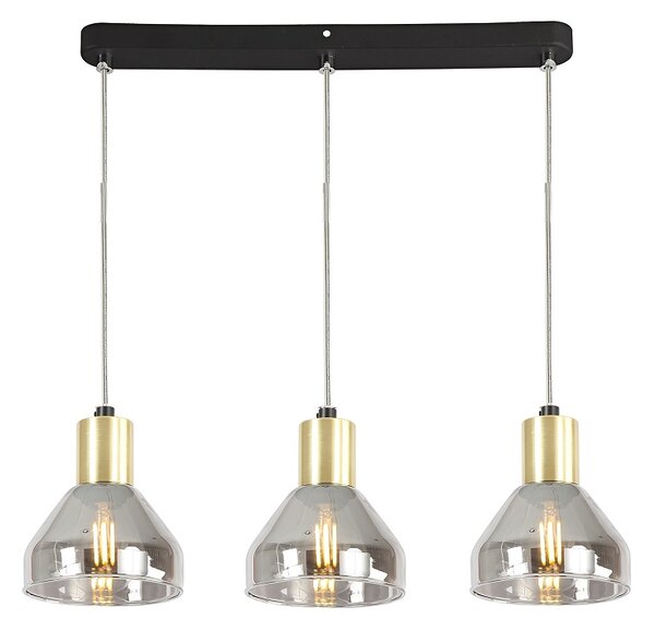 Čierno-zlatý závesný luster Gregory pre žiarovku 3x E14 – LED lustre a svietidlá > Kolekcie svietidiel > Kolekcia svietidiel GREGORY