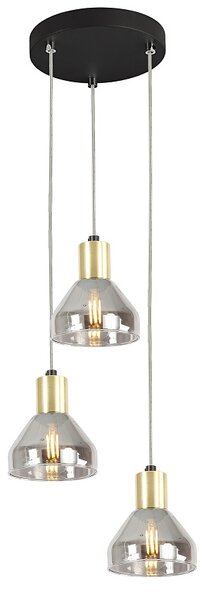 Čierno-zlatý závesný luster Gregory pre žiarovku 3x E14 s guľatou základňou – LED lustre a svietidlá > Kolekcie svietidiel > Kolekcia