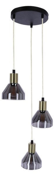 Čierno-zlatý závesný luster Gregory pre žiarovku 3x E14 s guľatou základňou – LED lustre a svietidlá > Kolekcie svietidiel > Kolekcia