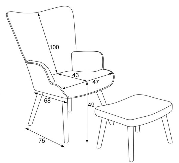 AK-305B PWBK2, Relaxačné kreslo ušiak s taburetom, viacfarebná patchwork látka