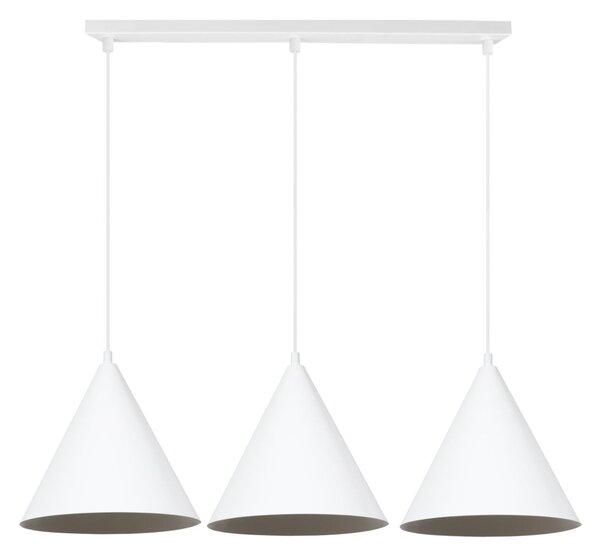 Závesné svietidlo Soho, 3x biele kovové tienidlo, (fi 25cm)