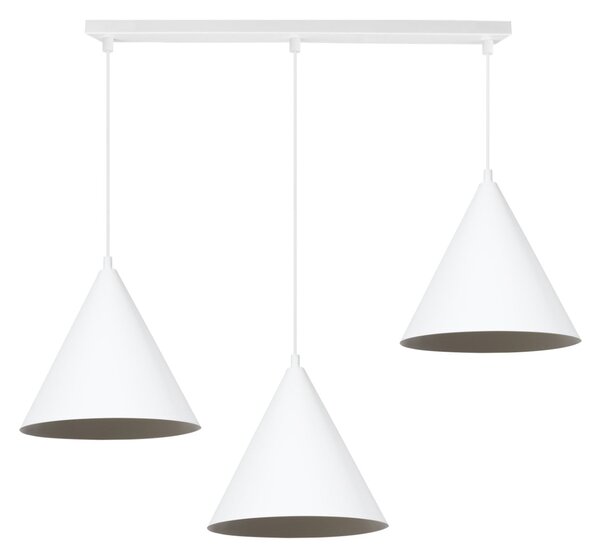 Závesné svietidlo Soho, 3x biele kovové tienidlo, (fi 25cm)