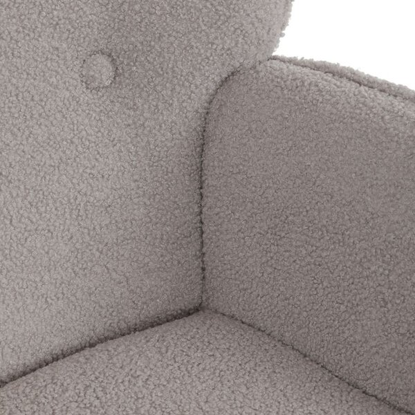 AK-319 GREY2, Relaxačné kreslo, ušiak, s taburetom, sivá bouclé látka