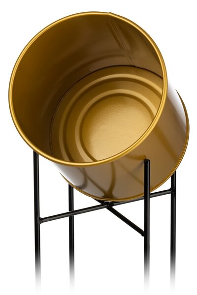 KOVOVÝ KVETINÁČ SO STOJANOM GLAMOUR 55X24 CM ZLATÁ/ČIERNA