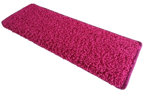 Vopi koberce Nášľapy na schody Color Shaggy ružový obdĺžnik, samolepiaci - 24x65 obdĺžnik (rozmer vrátane ohybu)