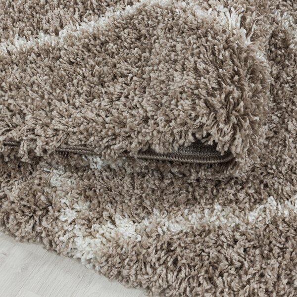 Ayyildiz, Kusový koberec Alvor Shaggy 3401 beige kruh, 80x80 (priemer) kruh, béžová, obývacia izba