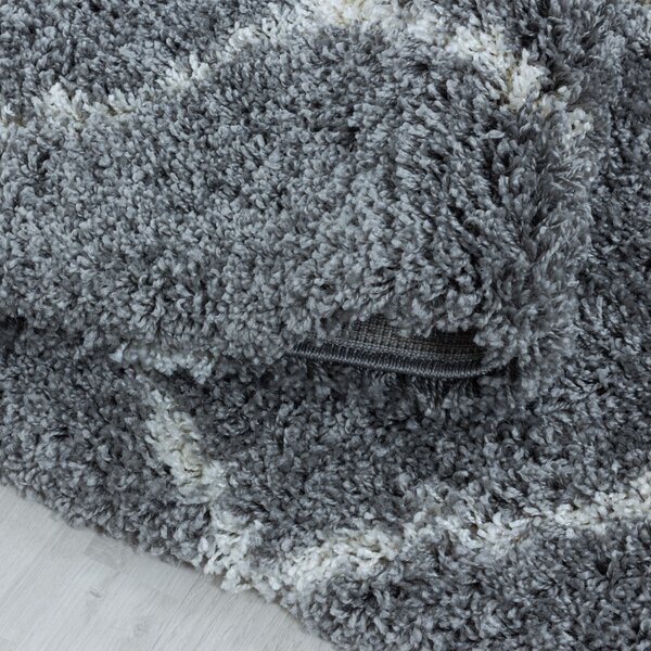 Ayyildiz , Kusový koberec Alvor Shaggy 3401 grey kruh, 80x80 (priemer) kruh, šedá, obývacia izba