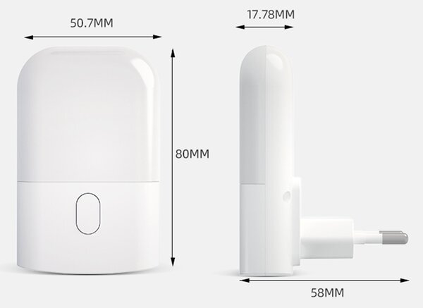 LED svietidlo do zásuvky Kama, 1x LED 0,5w, 2700k, w, senzor súmraku