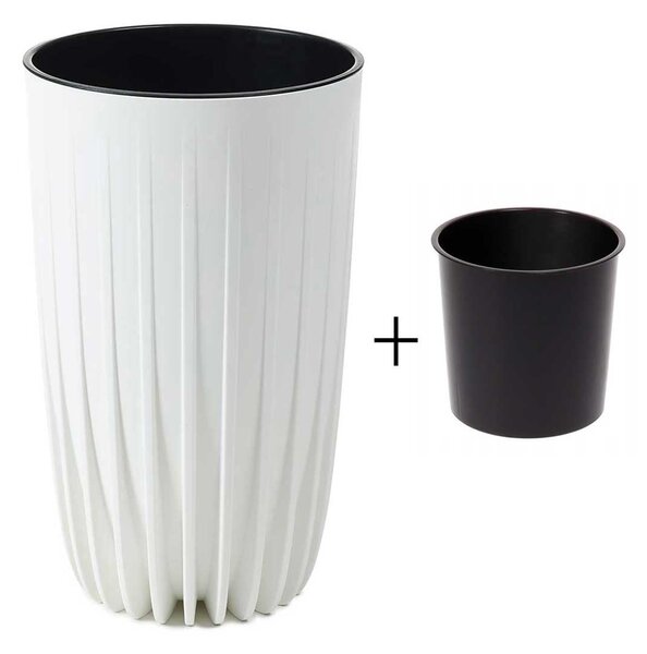 PLASTOVÝ KVETINÁČ STRIPPED ECO 51X30 CM BIELA