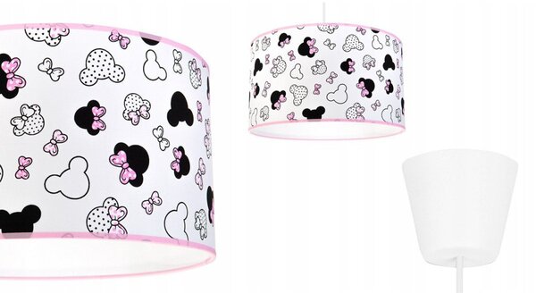 Detské závesné svietidlo Minnie, 1x textilné tienidlo so vzorom, (fi 35cm)